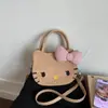 Bolso de Mano Estilo Soft Girl con Dibujo de Gato de Dibujos Animados Lindo para Niñas, Bolso Cruzado Lindo con Estampado de Leopardo Dulce y de Moda Regalo