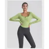 Ropa de Yoga Tops con Almohadillas en el Pecho para Mujer Otoño e Invierno Nueva Camisetas Deportivas para Correr de Manga Larga con Cuello Halter Ajustadas Ropa de Fitness para Salir
