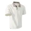 Camisa Polo de Manga Curta Pied-de-Poule Masculina Verão Tendência Marca Roupas Pesadas Americanas Camiseta Solta Moda Jovem Meia Manga