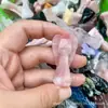 Cristal Branco Natural Cristal de Morango Lápis Lazúli Pedra Bruta Esculpido Anjo Rezando Estatueta Decoração de Escritório Ornamento de Mesa