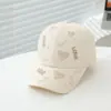 Boné de Baseball Rígido Bordado de Urso de Primavera para Meninos e Meninas, Estilo Coreano Casual Versátil Boné Bico de Pato, Chapéu para Esportes ao Ar Livre