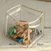 Cubo de Almacenamiento Plegable Transparente de PVC para Juguetes, Muñecas, Bloques de Construcción, Caja Plegable, Herramienta de Almacenamiento y Organización para el Hogar