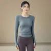 Roupas de Yoga Femininas Seamless Respiráveis de Peça Única, Tops Esportivos Femininos de Secagem Rápida, Mangas Longas de Modelagem Justa, Moda para Corrida e Fitness