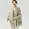 Cárdigan de punto Kangbaolai 25% seda de morera 75% cachemira para mujer, con diseño de cuello halter, corte holgado y mangas anchas, adecuado como suéter o prenda exterior