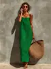 2026 Nuevo Moda Europea y Americana Transfronteriza Estilo Elegante Verano Vestido de Tirantes Cuadrado Vestido Recto para Mujer