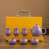 Bule Ru Kiln Azul-Céu com Esmalte Craquelado, Bule Cerâmico Doméstico para Preparar Chá, Bule Individual para Beber Chá, Conjunto de Chá Kung Fu Estilo Chinês, Presente