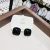 Pendientes Cuadrados Negros 2025 Nuevos Populares Pendientes de Esmalte Lujo Ligero Gama Alta Simple Retro Pendientes de Esmalte Goteado
