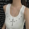 Colar de Contas Diablo Cross Longo Spice Girl Feminino 2024 Novo Doce Cool Y2 Punk Acessórios Corrente de Suéter