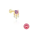 Pendientes de Plata de Ley S925 con Ágata Natural, Cristal, Piedra Lunar y Borla, Piercing Rosca de Cabeza Plana para Hueso de la Oreja, Popularidad Caliente Europea y Americana