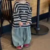 Traje Deportivo para Niñas Primavera y Otoño 2026: Camiseta de Manga Larga a Rayas y Pantalones Casuales, Ropa Infantil Estilo Coreano para Niñas