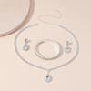 Juego de Joyería Diamante Flash Incrustado con Gotas de Cristal de Diamante Completo Collar Aretes Set Juego de Tres Piezas para Mujer
