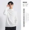 Suéter de Inverno Masculino Yimeng, Tricô Casual de Gola Alta de Manga Longa Masculino, Camisa Base Quente, Top Masculino da Moda