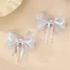 Clip para el Cabello de Niña con Lazo de Cinta Acanalada y Encaje de Nuevo Estilo Europeo y Americano para Cola de Caballo, Clip Lateral con Forma de Corazón