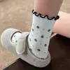 Calcetines Retro Estilo Japonés de Media Pantorrilla, Calcetines Largos Dulces Florales de Encaje Transpirables para Primavera y Verano, Calcetines Slouch de Moda Versátiles y Tendencia