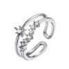 Anillo de Moda Europea y Americana para Mujer Anillo de Estrella Luna Hueco de Tres Capas Personalidad Diamante Estrella de Cinco Puntas Anillo Abierto