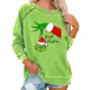 Sitio Independiente de Amazon Suéter con Capucha Redondo y Mangas de Cuerno Dibujo Animado Lindo Grinch Navideño para Mujer Comercio Exterior