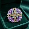 Broche de Corona de Flores Huecas 3D para Mujer, Pedrería de Ojo de Caballo de Siete Colores, Adorno de Pecho de Lujo Ligero para Trajes, Abrigos, Chalecos, Broche al por Mayor