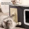 Producto más vendido transfronterizo: Nido de felpa personalizado para mascotas de cuatro estaciones, plegable y lavable, nido para mascotas con función de almacenamiento, rascador para gatos plegable