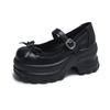 Outono 2024 Novos Sapatos Mary Jane Prata com Laço e Salto Plataforma College Populares na Internet de Boca Rasa Moda Sapatos Individuais