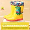 Botas de lluvia hasta la mitad de la pantorrilla para niñas, estudiantes de primaria, forradas de felpa, impermeables, antideslizantes y acolchadas