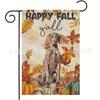 Bandeira de jardim de filhotes de cachorro de ação de graças, folha de bordo de outono, impressão de linho dupla face, bandeira decorativa para pátio ao ar livre