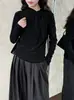 Camisa de manga larga con tirante Lushi, delgada, de terciopelo coreano, para un hombro derecho, para mujer, diseño nuevo de invierno, ropa interior 2140