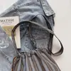 Bolso de mano rayado estilo coreano para mujer, Bolso tipo cubo versátil para ir al trabajo, Bolso casual de nailon con bloques de color de nicho, Bolso de hombro, Bolso cruzado