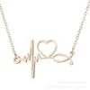 Collar de mujer europeo y americano simple, estetoscopio médico, ECG, acero inoxidable, acero de titanio, moda, amor, latido del corazón, cadena para la clavícula