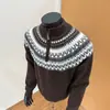 Suéter de punto Fair Isle de cuello alto para hombre, otoño/invierno, con media cremallera, color gris, adecuado como capa interior o capa base