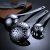 Espátula de cocina para exportación de acero inoxidable, cuchara sopera, cuchara coladora, cuchara para pasta, juego de siete piezas, ventas directas de fábrica