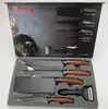 Venda Quente Transfronteiriça Aço Inoxidável Revestimento Antiaderente Cabo Fat Boy Coberto com Grão de Madeira Seis Peças Caixa de Presente Conjunto de Facas de Cozinha