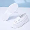 Zapatos de Enfermera de Cuero Hueco Estilo Primavera Verano para Mujer Suela de Palomitas de Maíz Transpirables No Asfixian los Pies Suela Suave Antideslizantes No Cansan para Estar de Pie Mucho Tiempo