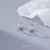Pendientes de Aro Geométricos Huecos de Plata Pura 999 para Mujer, Estilo Ins de Lujo Ligero con Circonita Microincrustada, Venta al por Mayor