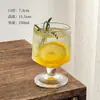 Taza de vidrio de estilo Ins a rayas de pierna corta alta (alto valor estético) copa de vino para el hogar vaso de jugo vaso para bebidas copa para licores importados copa para helado