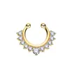 Venta caliente de comercio exterior anillo falso para la nariz de acero inoxidable 316L con clavo de nariz de circón piercing anillo falso para tabique nasal sin agujero pinza para la nariz