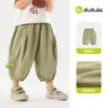Tecnologia de Resfriamento Dudu Home Calça Infantil Verão Bebê Calça Balloon de Oito Pontos Roupa de Verão Meninos Calça Física Repelente de Mosquitos