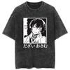 Camiseta Vintage Lavada Rua Anime Wagdog Bungo Cães Vadios Casual Algodão Verão Manga Curta Homens