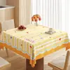 Toalha de Mesa Quadrada Dopamina Impermeável à Prova de Óleo Lavável Resistente ao Calor PVC Quadrada para Mesa de Jantar Estilo Ins para Mesa de Café em Casa