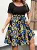 Vestido cruzado de Amazon europeo y americano, moderno, casual, con bloques de color, estampado, sin mangas, entallado a la cintura, en talla grande, disponible en stock