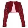 Transfronterizo Otoño e Invierno 2026 Nuevo Estilo Europeo y Americano de Comercio Exterior Personalidad Chica Picante Ajustado Corto Cuello Redondo Color Sólido Top Chaqueta