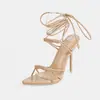 Zapatos de mujer exclusivos de Amazon transfronterizos, tacones de aguja sexys de tiras, sandalias romanas versátiles de verano para tallas grandes para exteriores