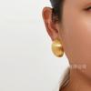 Aretes Transfronterizos de Venta Caliente Europeos y Americanos Exagerados con Dibujo de Alambre Hemisféricos Ovalados Esmerilados Diseño Nicho Aretes de Aguja de Plata 925 para Mujer