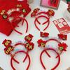 Diadema roja de la suerte para vacaciones de Año Nuevo, tocado de ambiente rojo con puerta abierta, diadema festiva del Año del Dragón para mujer, accesorios para el cabello