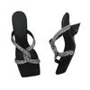 Sandalias de Verano para Mujer, Novedad, Estilo Francés, Elegantes, de Tacón Alto, tipo Chancla, con Punta Cuadrada Simple