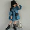 Ropa para Niños al por Mayor Vestido para Niñas Primavera y Otoño 25 Nuevo Cuello de Muñeca para Niños Falda de Botones Fresca Pequeña Vestido de Princesa
