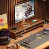 Soporte de altura ajustable para computadora de escritorio workstation para oficina en casa, estante para almacenamiento de teclado, soporte elevador para monitor