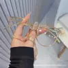 Novo Armação Redonda Retrô Espelho Plano Anti-Luz Azul Moda Midin Armação de Óculos Feminino High-End Óculos Anti-Luz Azul