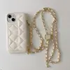 Funda de Teléfono Sencilla Estilo Caviar con Ranura para Tarjeta para Apple 17 Pro Max, Cadena Cruzada para iPhone 16, Lujo 12, 18