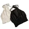 Top de Tirantes Metálico para Niña con Cuello Halter Verano 2026 Nuevo Satín Camisola con Cuello Halter Color Sólido Moderno Top de Tirantes para Niña
