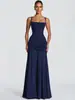 2026 Europeo y Americano Amazon Elegante Vestido de Fiesta para Mujer Espalda Descubierta Sin Tirantes Sin Mangas Ajustado Drapeado Vestido Largo